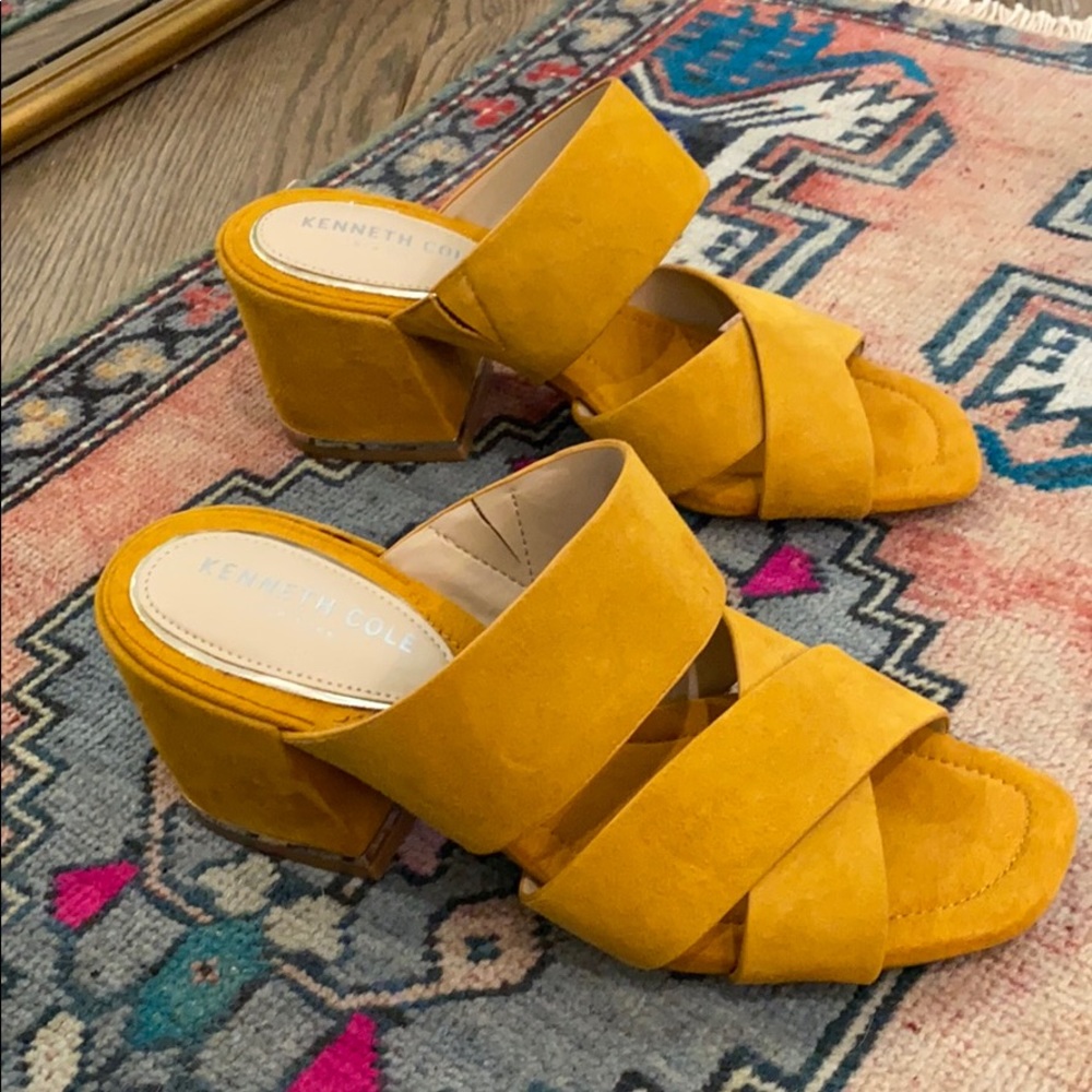 Kenneth Cole Suede Block Heel Mules